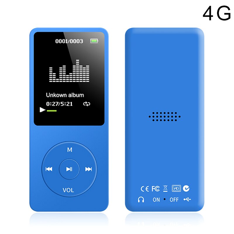 70 Hours Playback MP3 MP4 Lossless Sound Portable Music Player FM Recorder Noise Cancelling: Blue / 4GB