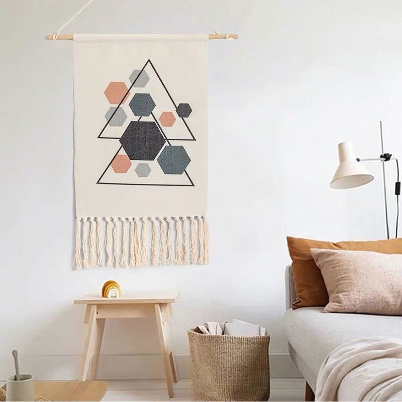 Tenture murale à motifs géométriques style Boho, accessoires de décoration pour la maison, coton et lin, tissé à la main, Art de la maison: I