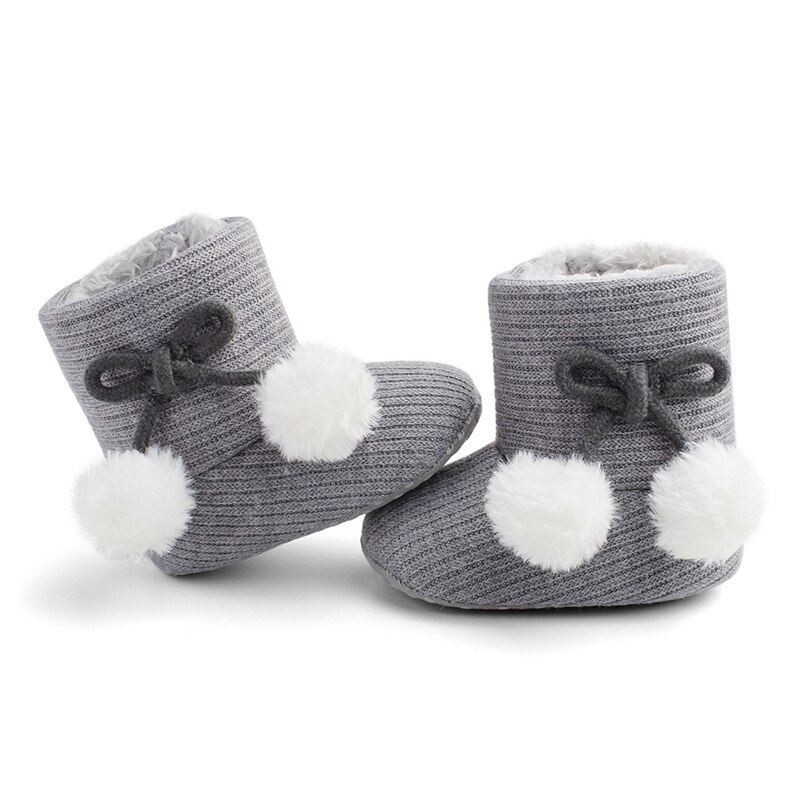 Baby Weichen Sohlen hoch oben Bootie Nicht-Unterhose Weiche Baumwolle Baby Kleinkind lässig Schuhe Herbst Winter Warme Plüsch Ball solide Stiefel