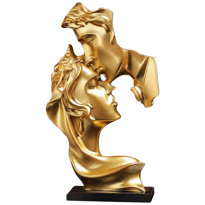Mini estatua de amantes de la resina, modelo de postura besándose, escultura artesanal, adorno, decoración del hogar, decoración de gabinete de vino de escritorio