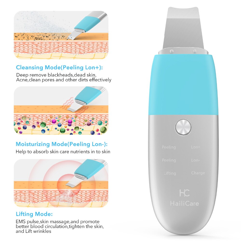 Professionelle Ultraschall Gesicht Haut Wäscher Ultraschall Gesichts Reinigung Spachtel Reiniger Peeling Entferner Schaufel Maschine