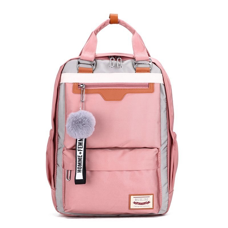 Mode Vrouwen Rugzak Nylon Waterdichte Rugzak Grote 15.6 Inch Laptop Schooltas Voor Tiener Meisje Leuke Student Bookbags: Pink