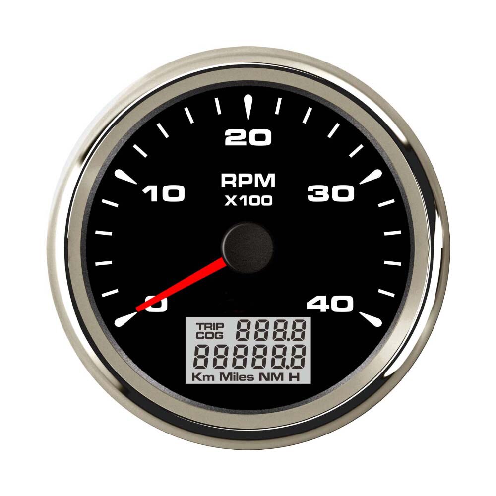 85mm Univesal Tachometer RPM Gauge Rev with Hourmeter 9-32V 8 Colorful Backlights: 4K BS