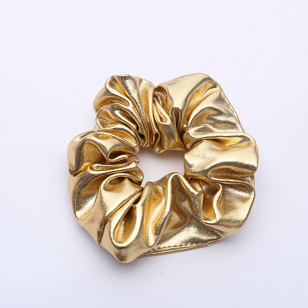 Bandana de piel sintética para niña y mujer, bandas elásticas para pelo, coletero, accesorios para el cabello, color dorado y negro, novedad de
