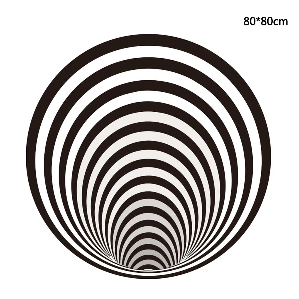 Black And White Spiral Carpet Round Rug Impression Print Bottomless Hole Decor Rugs For Bedrooms Living Room Bedroom: 80x80cm