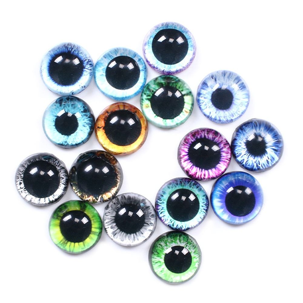 20 Stück/10 Paar Glas-Auge-Cabochon, rund, 6–20 mm, runde Kuppel, Drachenauge, Drachen-Katzenauge, Spielzeug, DIY-Schmuckzubehör, MIX Pupil Eye Cameo