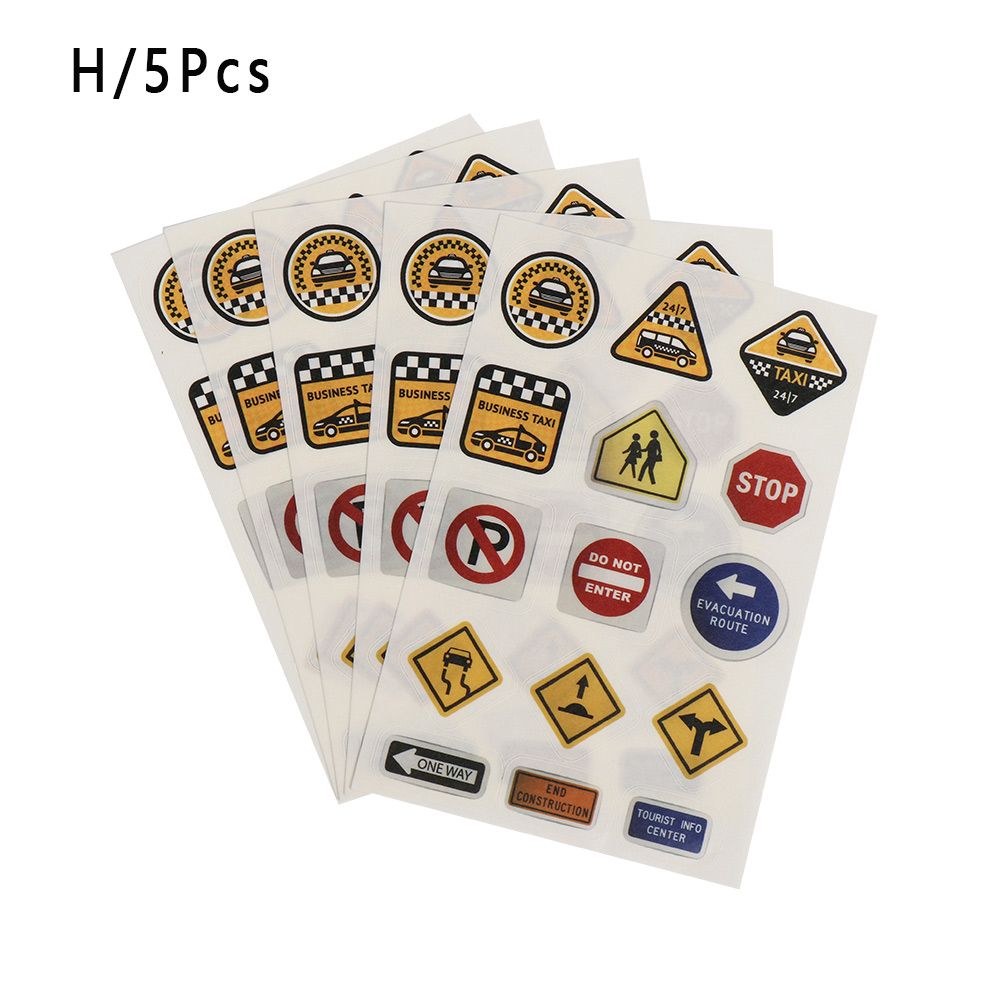1/5 Pcs DIY Intelligence Route Mark Adhesive Safety Education Traffic Sticker Study Road Signs Tool Railway Road Tape: -H-5Pcs