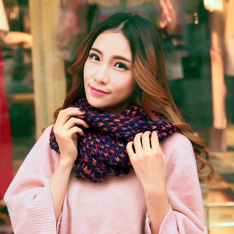 Winter Knitted Snood Scarf Women Warm Infinity Chunky Colorful Soft Circle Ring Scarf Loop Foulard Femme Top