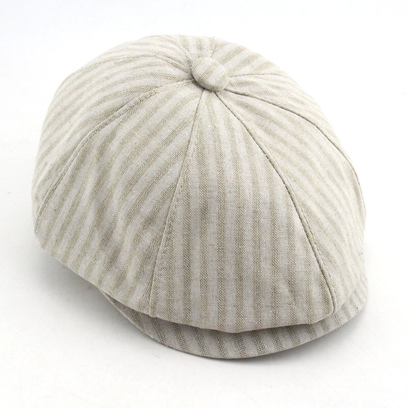 Bfdadi forårs- og sommerhatte til mænd avisdreng-kasketter stribet baret-kasket 6 farver avisdreng-hat str. 57-60cm