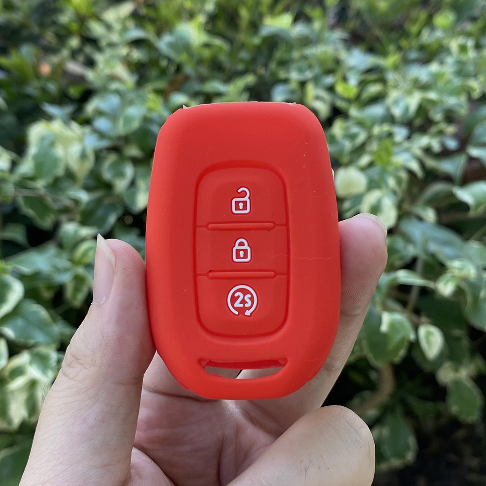 3 Knop Siliconen Auto Sleutel Cover Case Voor Renault Duster Megane Duster Sandero Kangdoo Captur Twingo Sleutelhanger Accessoires: Rood