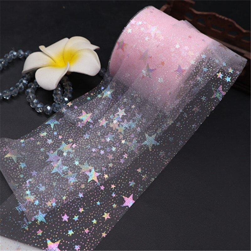 25 yard/rulle regnbue glitter tyl rulle pailletter krystal organza gennemsigtigt stof gør det selv håndværk tutu nederdel hjem bryllup dekoration: Lyserød