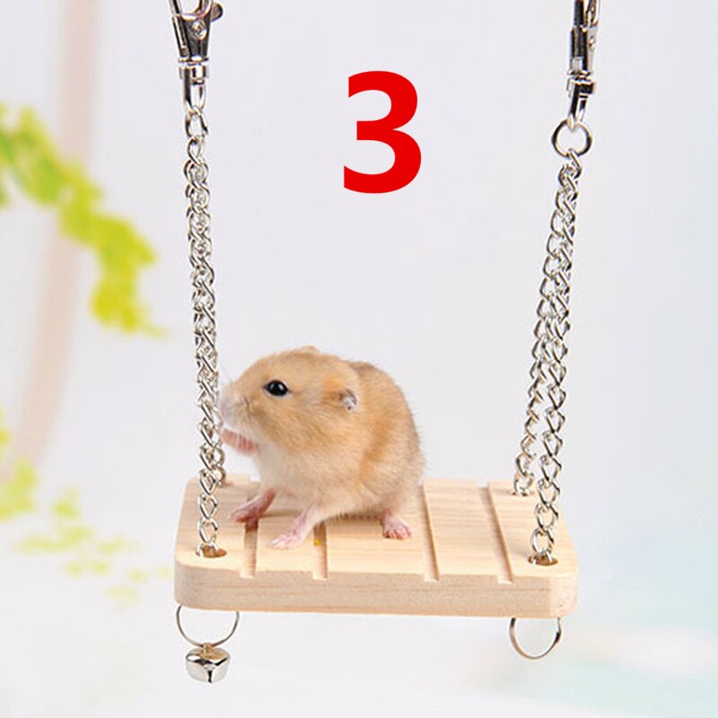 Regnbuebro hamster legetøj marsvin hamster trælegetøj fysisk træningslegetøj lille lille kæledyrs legetøj hængende klatrestige: 3