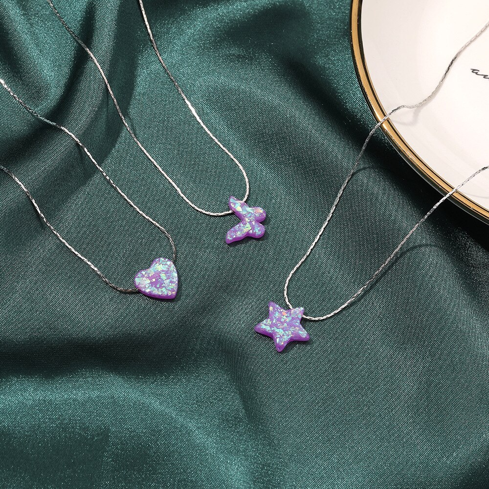 Romantische Farbe Harz Schlüsselbein Kette Halskette Für Frauen Trendy Sterne Liebe Schmetterling Anhänger Halskette Schmuck Mädchen
