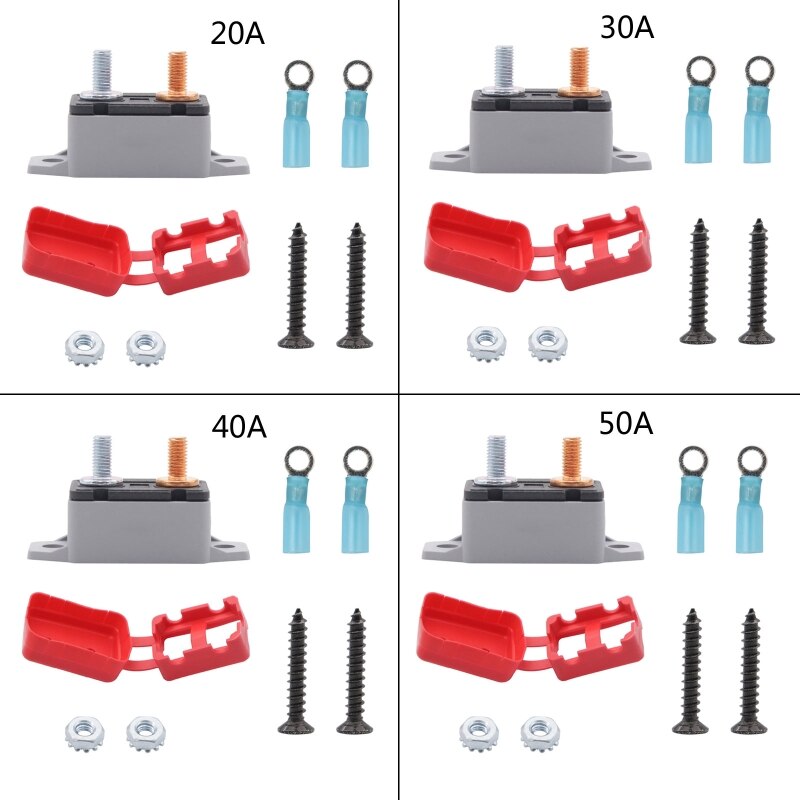 20A 30A 40A 50A Universal Automatic Auto Truck Fuse Manual Reset Circuit Breaker Stud Bolt Protect Screw Kits with Cover K0AF