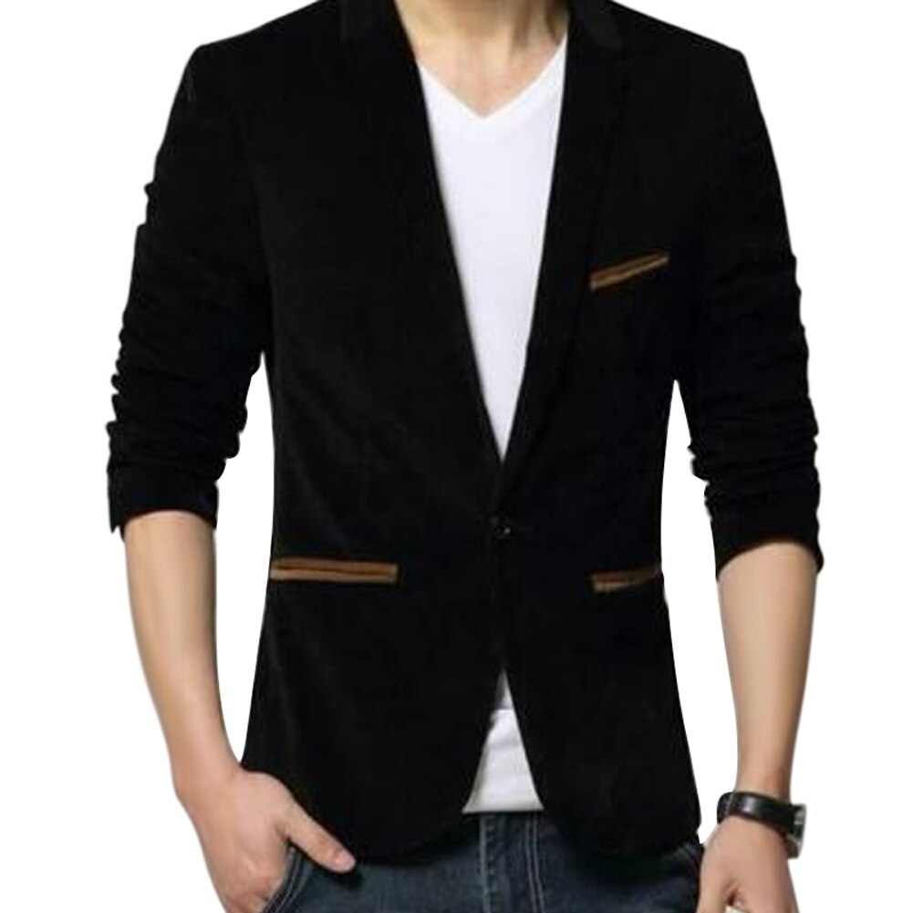 Mens Blazer Säcke Jacken für Männer Blazer Anzug Jacken Schlank Mäntel Masculino Kleidung veste kostüm hommeJ55: Schwarz / L