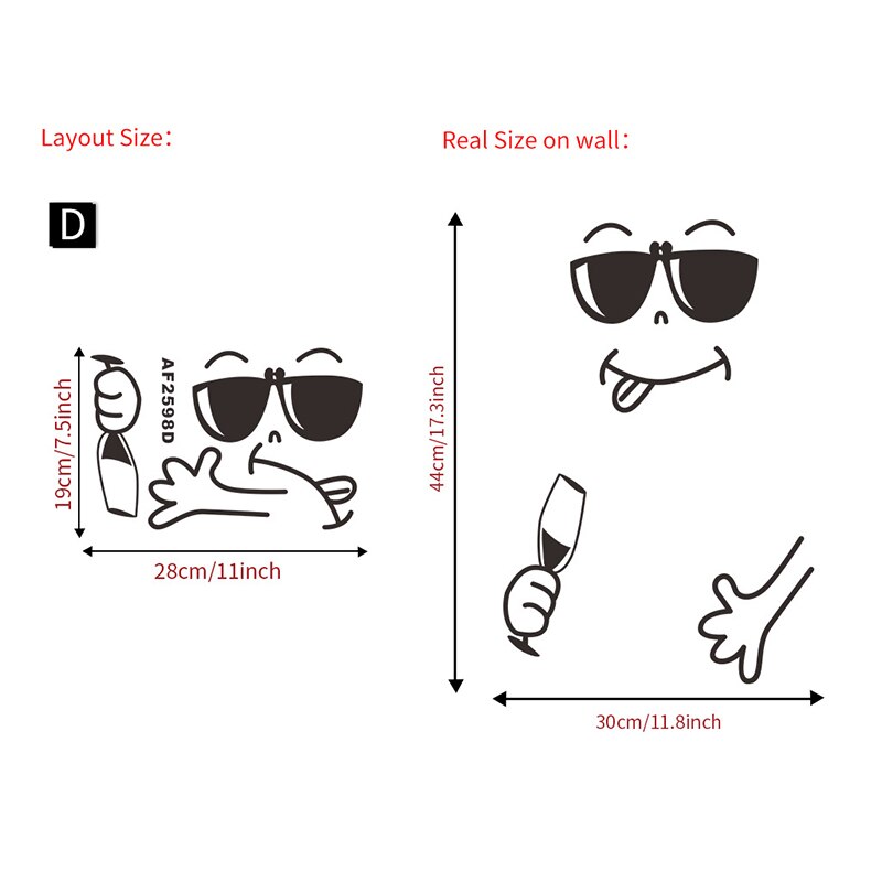 4 stijlen lachende gezicht muursticker blij gezicht koelkaststickers lekker voor eten meubels decoratie kunstposter diy pvc sticker