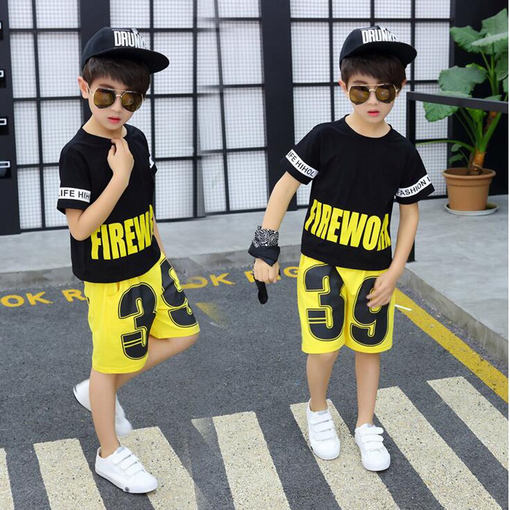Jungen Mädchen verlieren Baumwolle Ballsaal Moderne Jazz Hüfte hüpfen tanzen Wettbewerb Kostüm freundlicher Tanzen Kleidung T-Shirt Spitzen Hosen