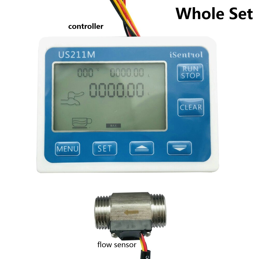 US211M Digital Water Flow Meter Hall Water Flow Sensor Reader with SUS304 Stainless Steel USS-HS21TI 1-30L/min