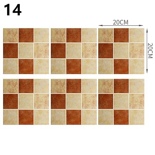 18Styles 20cm*20cm 6PCS/Set DIY Home Decor Kitchen Vinyl Self-sdhesive Wallpaper Backsplash Mosaic Tile Sticker Home Decoration: style14