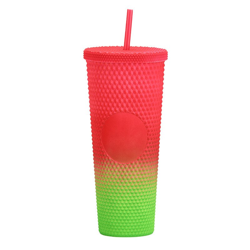 710ml Kaffee Tasse Sommer Kalten Wasser Becher Becher Tasse Mit Stroh Doppel Schicht Kunststoff Durian Diamant Strahlende Göttin tassen: 16