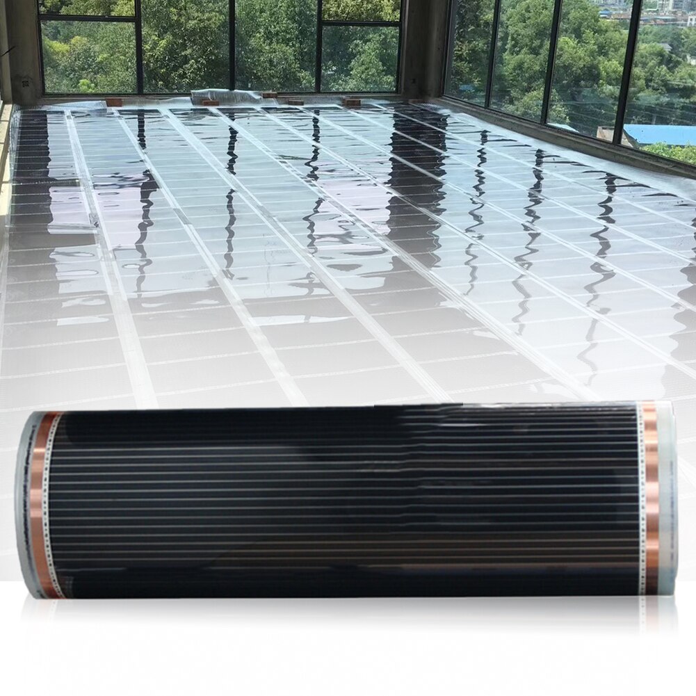 Vloerverwarming Koolstofvezel Pads Mute Onderdelen 220W Infrarood Elektrische Warme Thuis Verwarming Film Folie Mat Zwart Duurzaam