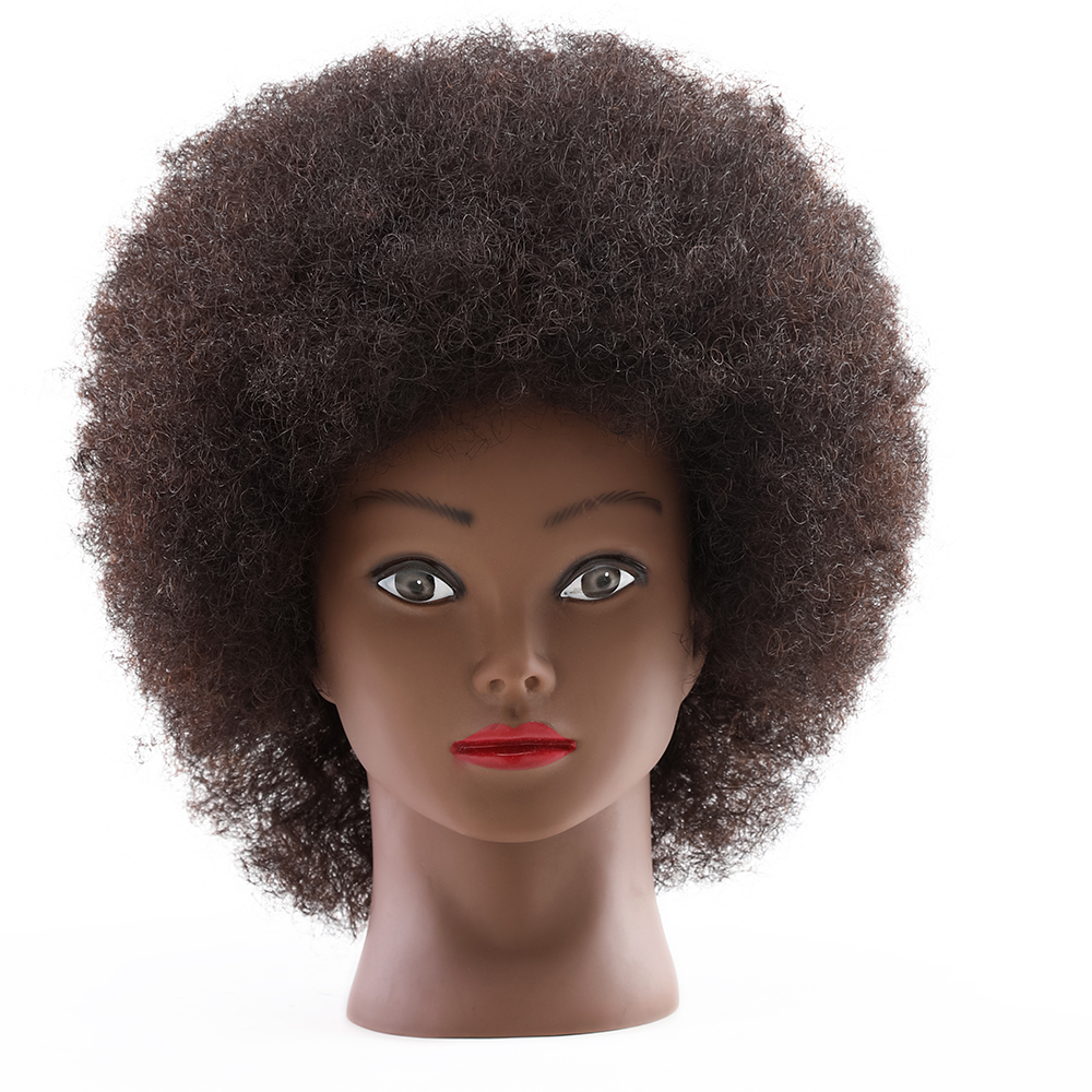 8 Inches Afro Mannequin Head Hair Traininghead Styling Head Braid Hair Dolls Head for Practicing Cornrows and Braids: PURPLE