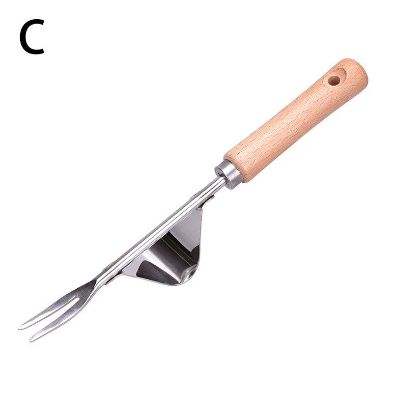 Cabezal de Metal para jardín, deshierbe Manual con mango de madera, elimina pala para malas hierbas, utensilios de corte para patio, 1 ud.: C