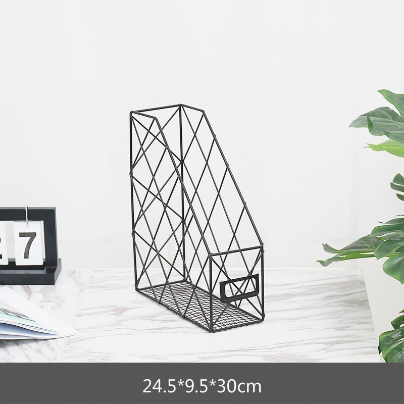 Nordic Iron File Storage Rack Home Office Desktop Book Magazine Finishing Rose Gold Table Accessories Organizer: 2