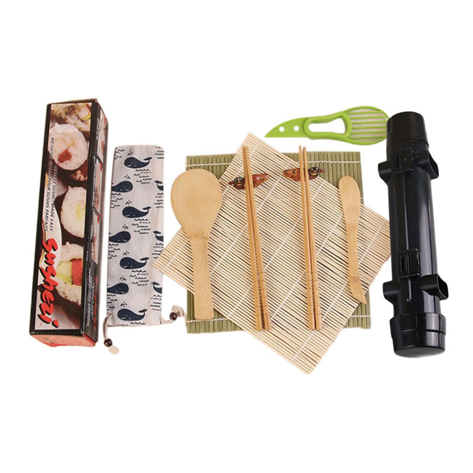11 Pcs Bamboo Sushi Making Kit Sushi Complete Sushi Set Sushi DIY Making Tools Save Time For Beginner Easy To Use