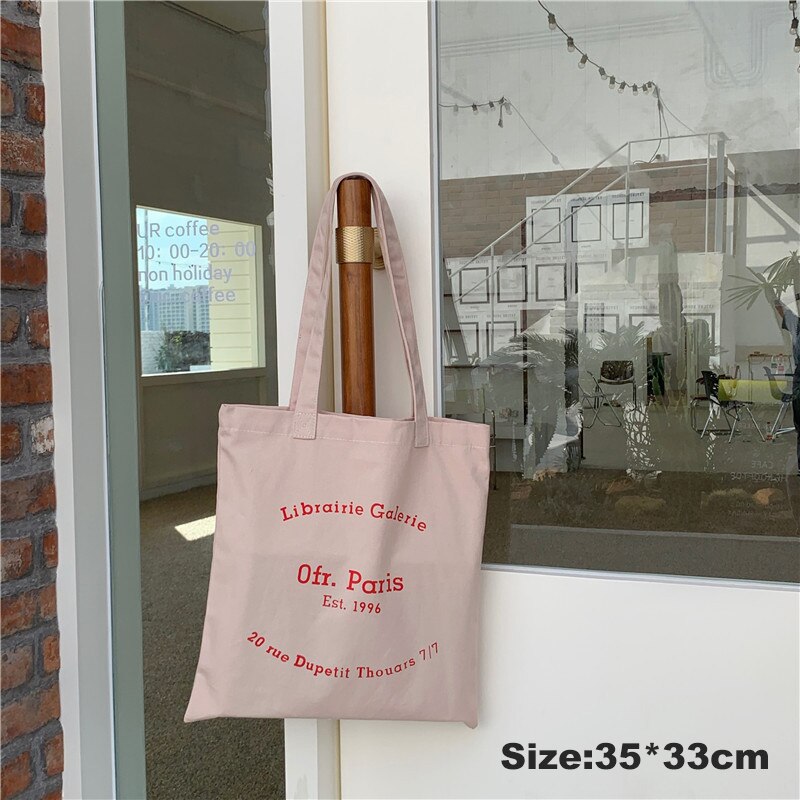 Bolsa de ombro de lona feminina paris letras impressão sacola de compras eco algodão linho shopper sacos de tecido de pano bolsa tote para meninas