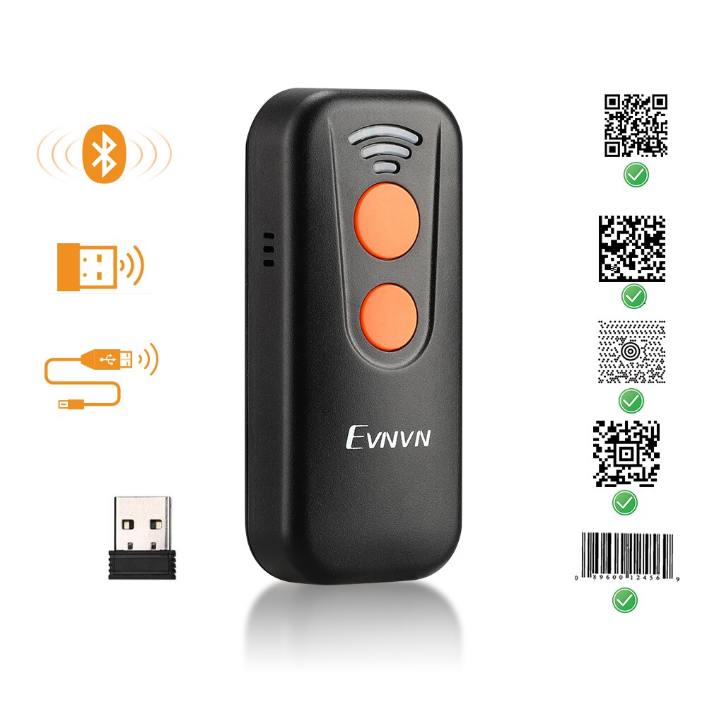 Evnvn Portable Bluetooth 2D 1D QR Barcode Scanner USB Wired 2.4G Wireless Bar Code Reader Scanner For warehouse supermarket