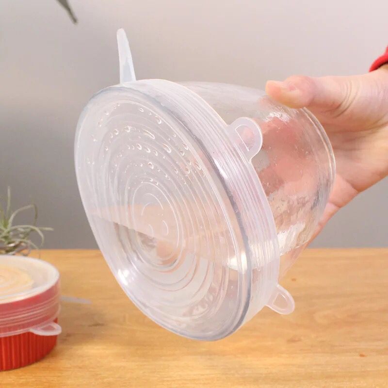 6 stk silikone stretch låg genanvendelig lufttæt madpakning dækker holder frisk tætningsskål elastisk wrap cover køkken køkkengrej