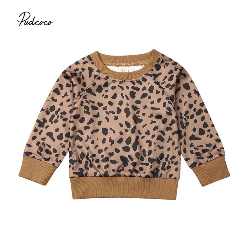 Ropa informal para bebé recién nacido, Tops de manga larga con estampado de leopardo, suéter, blusa,