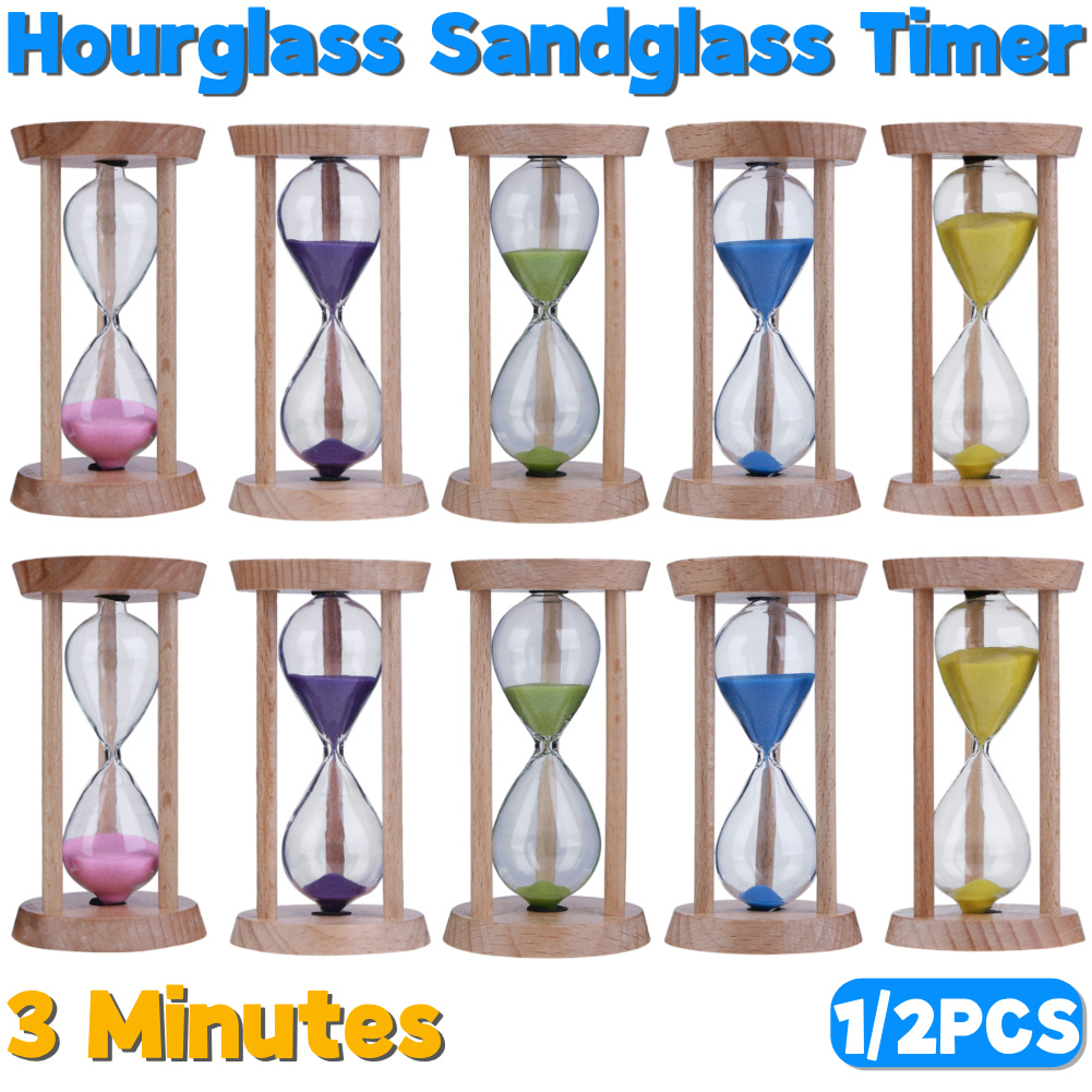 Reloj de arena artesanal, temporizador de reloj de arena de 3 minutos, reloj de arena, temporizador de cepillo de dientes para niños, decoración del hogar, de cumpleaños para niños