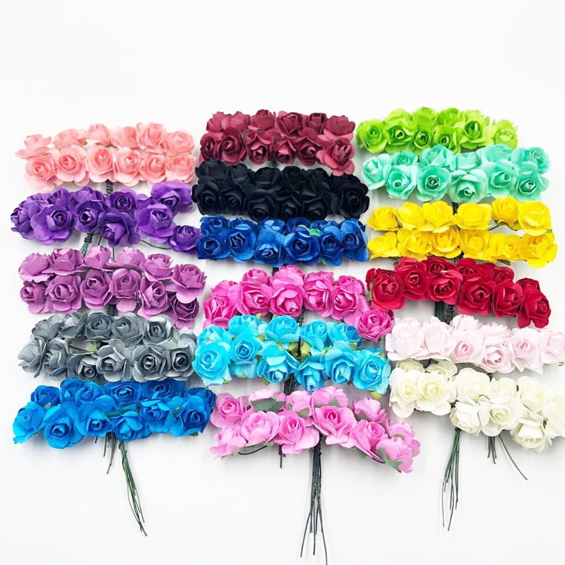 144 pieces 2 cm Mini foam Rose Artificial flower bouquet wedding decoration DIY