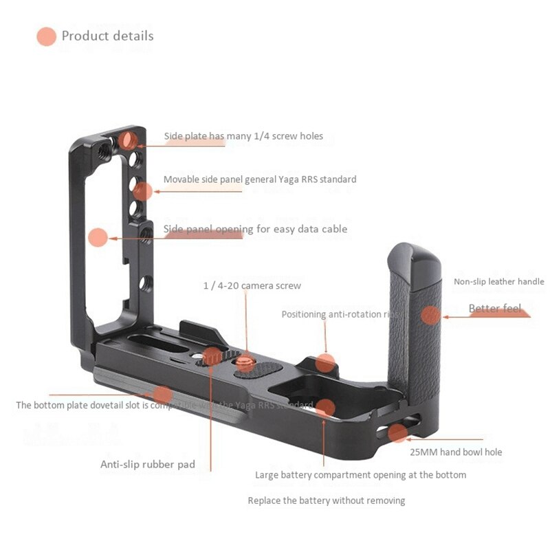 L support poignée de main support de caméra L plaque verticale 3 en 1 pour Olympus E-M5 Mark III