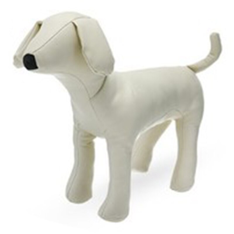 Læder hund mannequiner stående stilling hund modeller legetøj selskabsdyr butik display mannequin hvid / sort: Hvid m