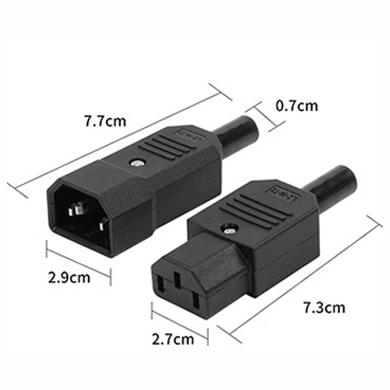 IEC Rechte Kabel Connector C13 C14 10A 250 V Zwarte vrouwelijke & mannelijke Plug Herbruikbare Power Connector 3 pin AC Socket