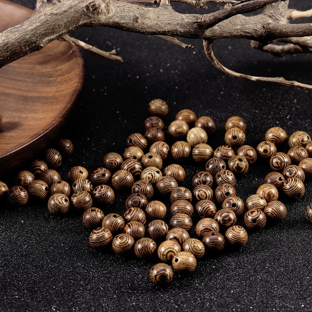 Natural Brown Wooden Beads Round Stripes Loose Spacer Wood Beads Abacus Beads For Diy Jewelry Makings Necklace Bracelets