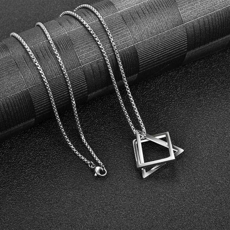 Geometric Men Pendant Necklace Classic 316L Stainless Steel Chain Necklace For Man Male Punk Jewelry Party