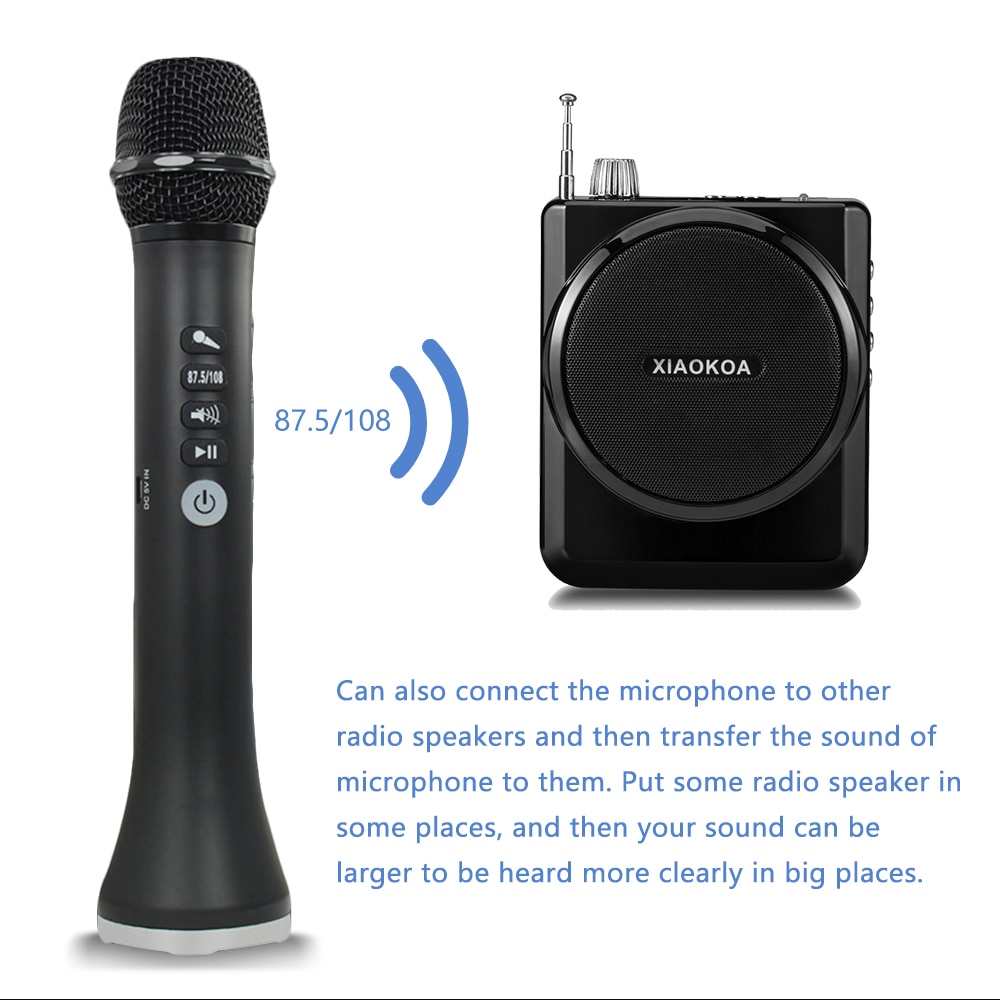 XIAOKOA L-698 Wireless Karaoke Microphone Bluetooth Speaker 2-in-1 Handheld Sing &amp; Recording Portable KTV Player for iOS/Android