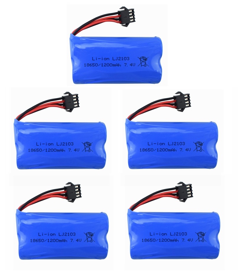 Batteria al litio 1/2/3/5 pezzi 7.4V 1200mAh per barca RC senza fili EC08, modello di navata, batteria al litio ad alta velocità di ricambio per modello di auto: verde
