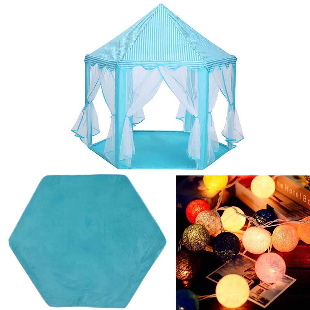 Portable Princess Castle Children Play Activity Tent Fairy House Fun Playhouse Beach Tent Boys Girls Baby Toys For Children: WJ3003B P8 LIGHT