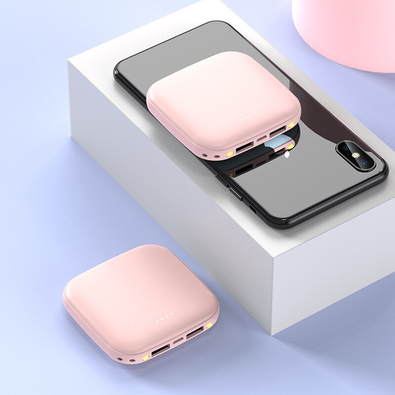 Mini Power Bank 10000mAh Smartphone Portable Charger Powerbank 10000 mAh For Xiaomi iPhone 11 External Mobile Battery Poverbank: Pink