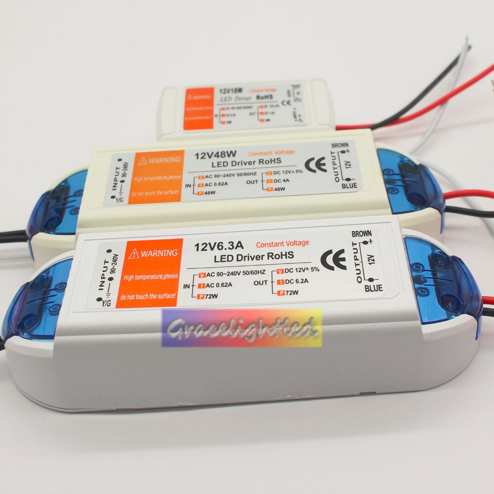 12 Volt Power Supply 12V LED Driver 18W 28W 48W 72W 100W AC 110V 220V to 12V DC Lighting Transformer Adapter for LED Strip CCTV