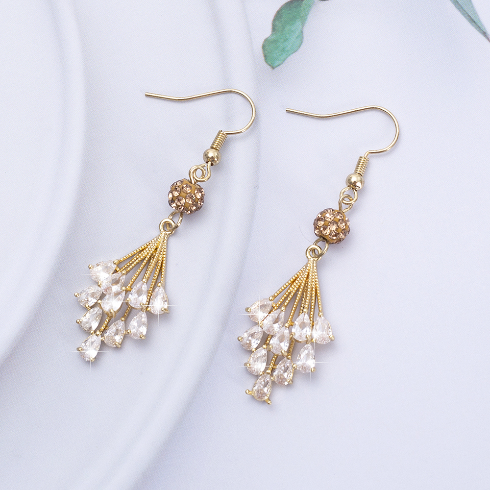 Rhombus Dangle Zircon Earrings For Women Luxury Crystal Trend Vintage Style Girls Jewelry: Default Title