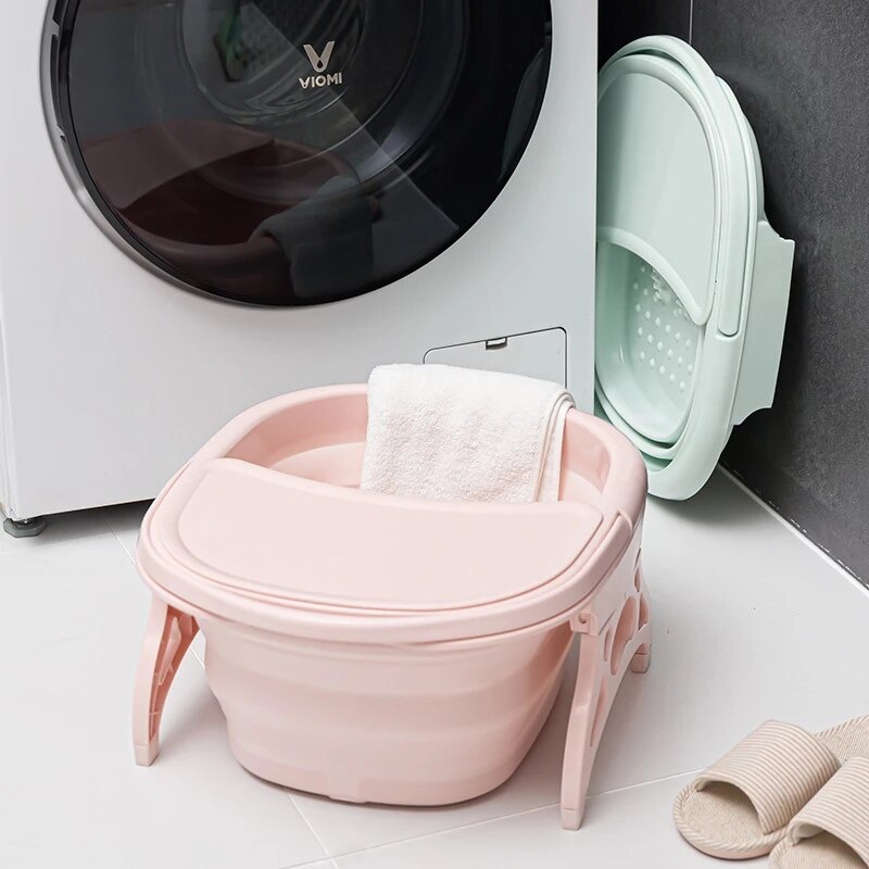 Collapsible Footbath Plain Foaming Massage Bucket Foot Soaking Bucket