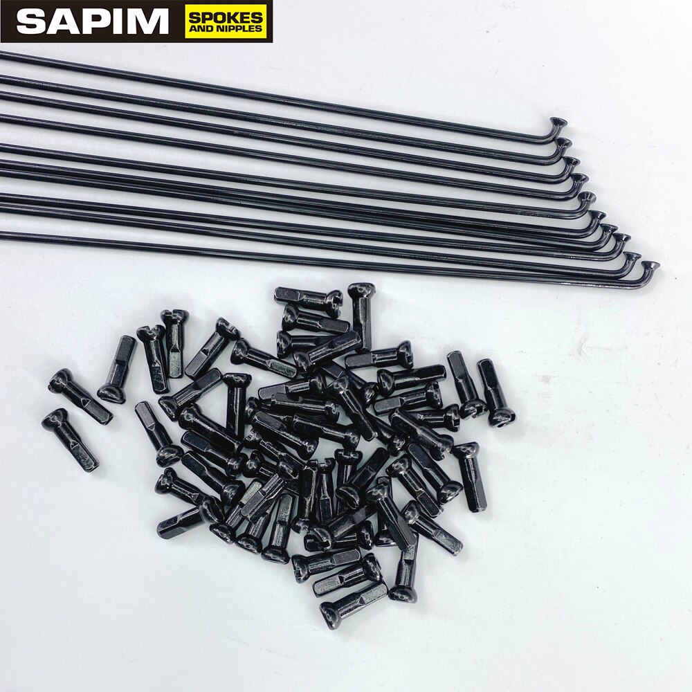 Bicycle Spokes SAPIM leader Champion 2.0 mm spoke straight J-bend black Nipple wheelset spoke MTB Road: J-BEND  56PCS