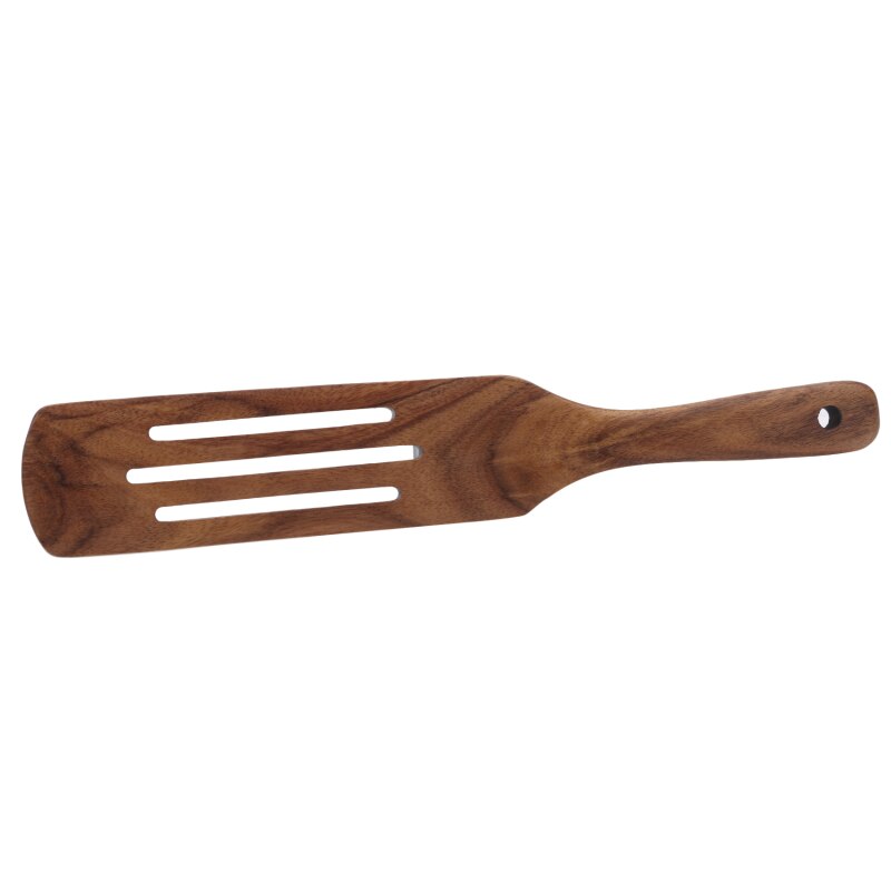 Houten Spatel Voor Koken Salade Mengen Anti-aanbak Keuken Serveren Gebruiksvoorwerpen Afvoer Spatels Set Salade Mengen Spatel &amp; Tong Mix: Leaky shovel L