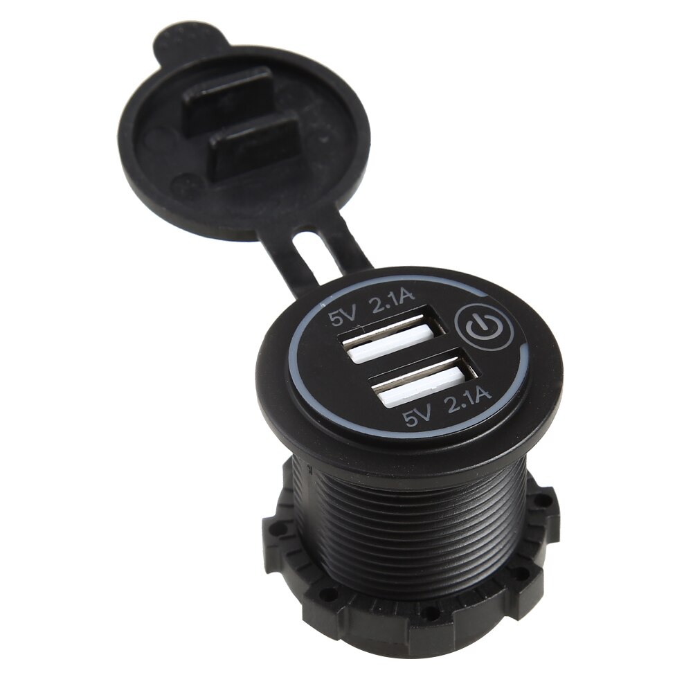 USB Laadstation - 4.2A Dubbele Poort met LED Voltmeter & Touch Schakelaar - 12-24V Input voor Auto Motor Boot
